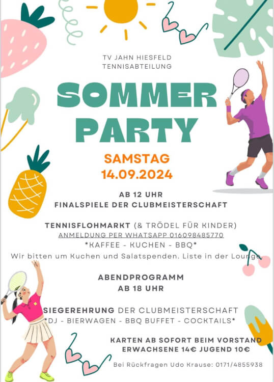 Sommerfest und Finalspiele Clubmeisterschaft am 14.09.2024